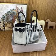 Okify Hermes Birkin Shoulder Light 29cm Canvas Embroidered Bag In Blue - 6