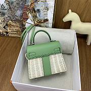 Okify Hermes Kelly Picnic 20cm Bag In Green  - 5
