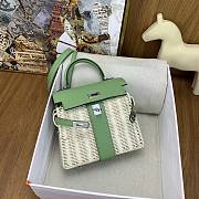 Okify Hermes Kelly Picnic 20cm Bag In Green  - 3