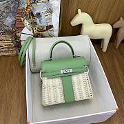Okify Hermes Kelly Picnic 20cm Bag In Green  - 1