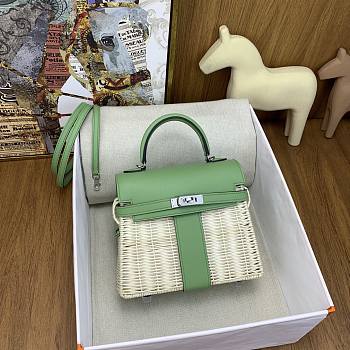 Okify Hermes Kelly Picnic 20cm Bag In Green 