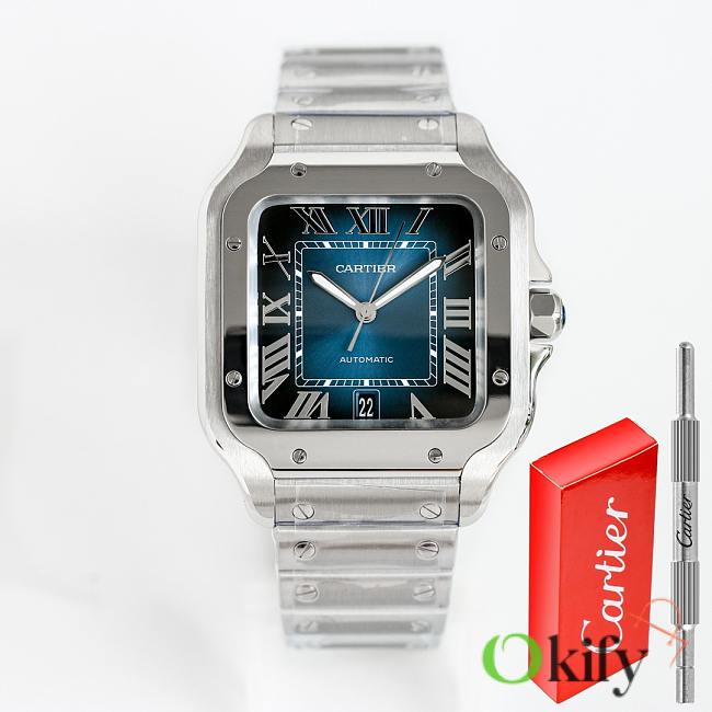 Okify Cartier Large De Santos Watch In Blue Dial  - 1
