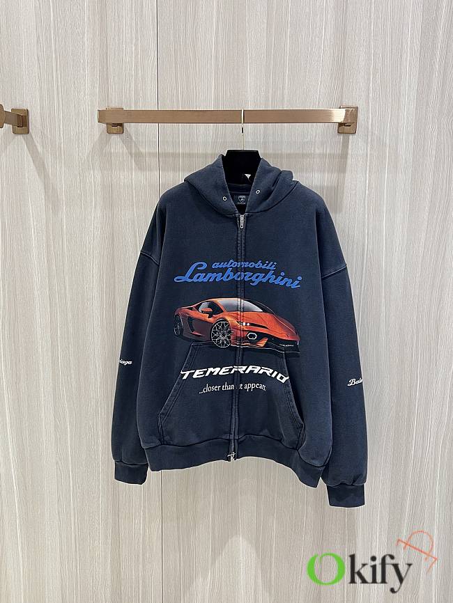 Okify Balenciaga Black Car Zipped Hoodie  - 1