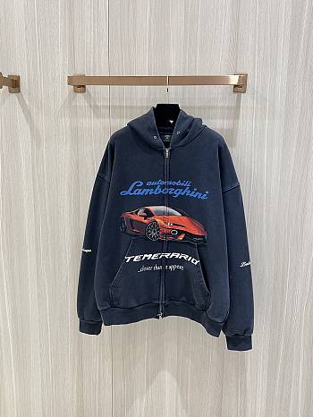 Okify Balenciaga Black Car Zipped Hoodie 