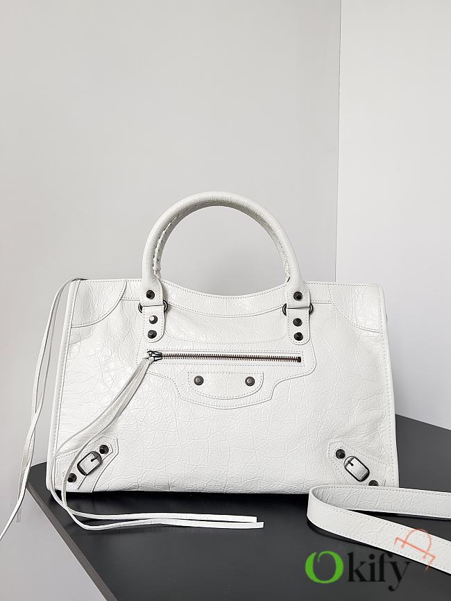Okify Balenciaga Medium Le City Bag In White 37x23.4x14.9cm - 1