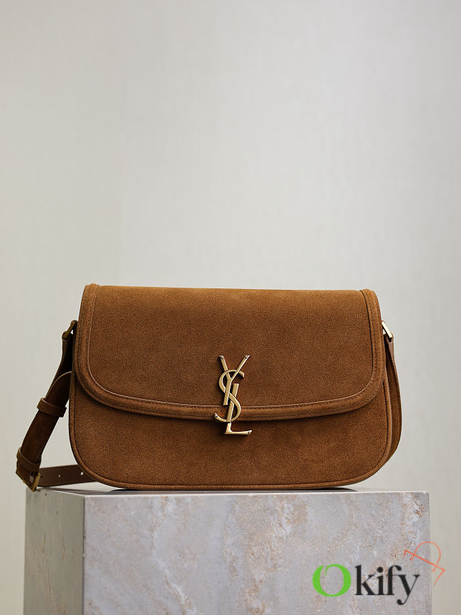 Okify YSL Medium Solferino Bag In Brown Suede 29x18x4.9cm - 1