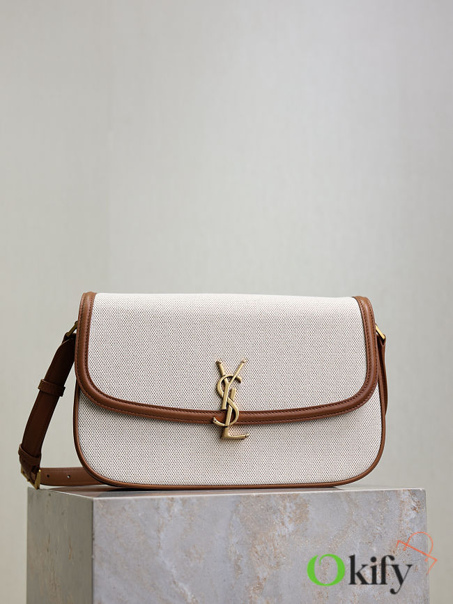 Okify YSL Medium Solferino Bag In White And Brown 29x18x4.9cm - 1