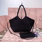 Okify MiuMiu Ivy Cotton Mesh Tote Bag In Black 28x26x12.5cm - 3