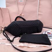 Okify MiuMiu Ivy Cotton Mesh Tote Bag In Black 28x26x12.5cm - 4