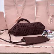 Okify MiuMiu Ivy Cotton Mesh Tote Bag In Brown 28x26x12.5cm - 5