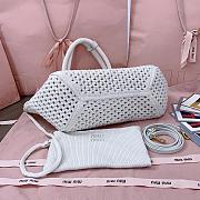 Okify MiuMiu Ivy Cotton Mesh Tote Bag In White 28x26x12.5cm - 5