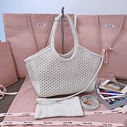 Okify MiuMiu Ivy Cotton Mesh Tote Bag In White 28x26x12.5cm - 4