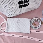 Okify MiuMiu Ivy Cotton Mesh Tote Bag In White 28x26x12.5cm - 3