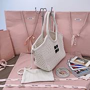 Okify MiuMiu Ivy Cotton Mesh Tote Bag In White 28x26x12.5cm - 2