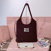 Okify MiuMiu Ivy Raffia Effect Woven Tote Bag In Coca 35x40cm - 1