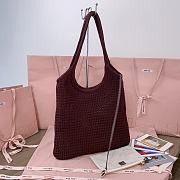 Okify MiuMiu Ivy Raffia Effect Woven Tote Bag In Coca 35x40cm - 3