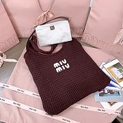 Okify MiuMiu Ivy Raffia Effect Woven Tote Bag In Coca 35x40cm - 2