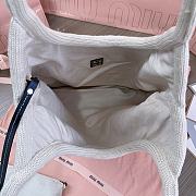 Okify MiuMiu Ivy Raffia Effect Woven Tote Bag In White 35x40cm - 6
