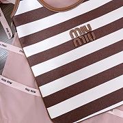 Okify MiuMiu Ivy Canvas And Leather Bag In Stripe Brown 35x40cm - 2