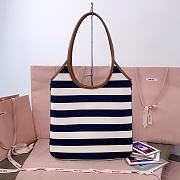 Okify MiuMiu Ivy Canvas And Leather Bag In Stripe Blue 35x40cm - 5