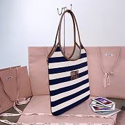 Okify MiuMiu Ivy Canvas And Leather Bag In Stripe Blue 35x40cm - 3