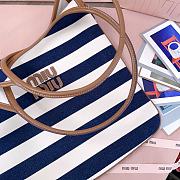 Okify MiuMiu Ivy Canvas And Leather Bag In Stripe Blue 35x40cm - 2
