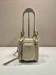 Okify Prada Mini Dangle Leather Top Handle Bag In Cream White 14x14x13.5cm  - 1