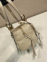 Okify Prada Mini Dangle Leather Top Handle Bag In Cream White 14x14x13.5cm  - 3