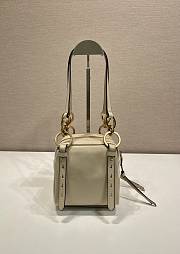 Okify Prada Mini Dangle Leather Top Handle Bag In Cream White 14x14x13.5cm  - 2