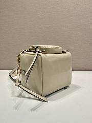 Okify Prada Mini Dangle Leather Top Handle Bag In Cream White 14x14x13.5cm  - 5