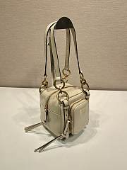 Okify Prada Mini Dangle Leather Top Handle Bag In Cream White 14x14x13.5cm  - 6