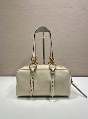 Okify Prada Medium Dangle Leather Top Handle Bag In Cream White 30x14x13.5cm  - 5