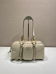 Okify Prada Medium Dangle Leather Top Handle Bag In Cream White 30x14x13.5cm  - 1