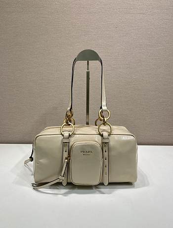 Okify Prada Medium Dangle Leather Top Handle Bag In Cream White 30x14x13.5cm 