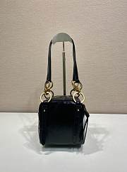 Okify Prada Mini Dangle Leather Top Handle Bag In Black 14x14x13.5cm  - 4