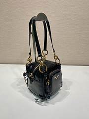 Okify Prada Mini Dangle Leather Top Handle Bag In Black 14x14x13.5cm  - 2