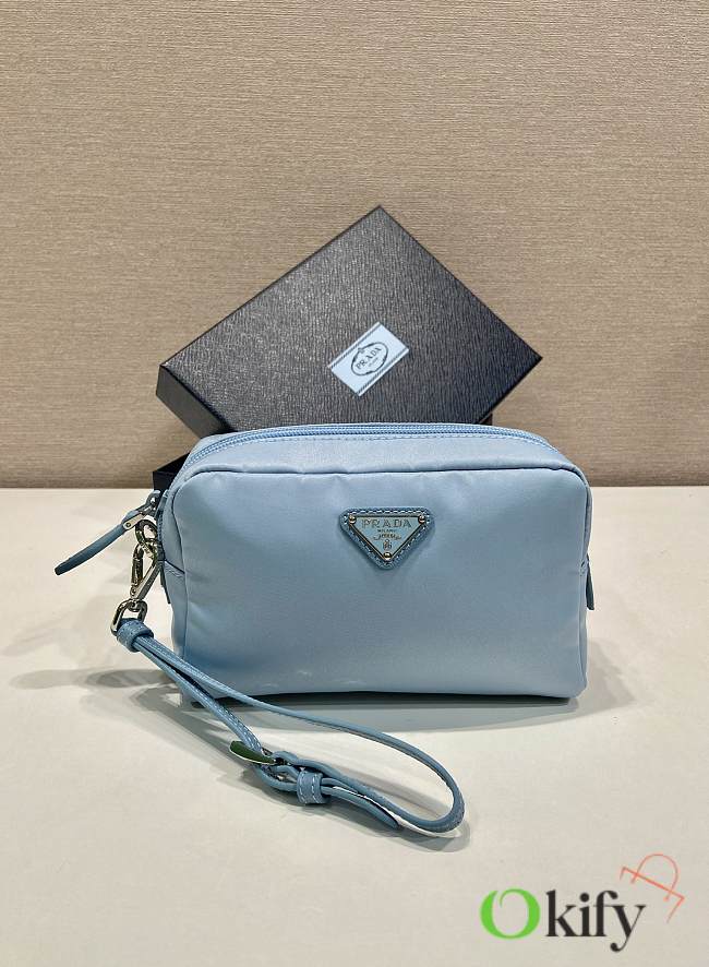 Okify Prada Small Re Nylon Pouch In Blue 17x11x5.5cm - 1