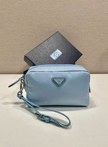 Okify Prada Small Re Nylon Pouch In Blue 17x11x5.5cm