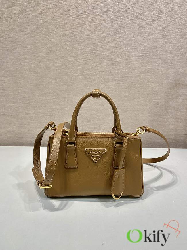 Okify Prada Mini Galleria Saffiano Leather Bag In Brown 21x12.5x8.5cm - 1