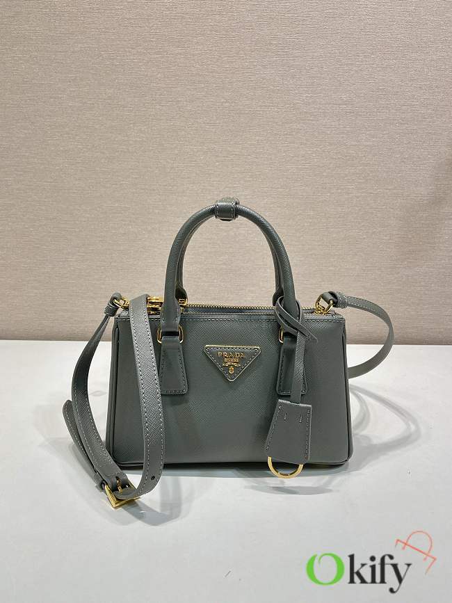 Okify Prada Mini Galleria Saffiano Leather Bag In Gray 21x12.5x8.5cm - 1