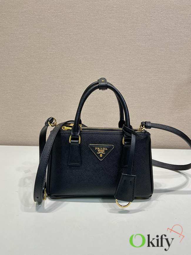 Okify Prada Mini Galleria Saffiano Leather Bag In Black 21x12.5x8.5cm - 1