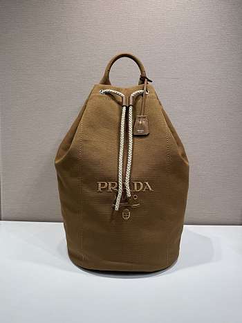 Okify Prada Linen Blend Drawstring Duffel Bag In Brown 55x34x34cm