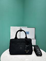 Okify Prada Mini Jardiniere Cotton Canvas Handbag In Black 22x15x13cm - 1