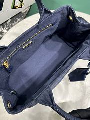 Okify Prada Mini Jardiniere Cotton Canvas Handbag In Blue 22x15x13cm - 4