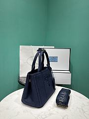 Okify Prada Mini Jardiniere Cotton Canvas Handbag In Blue 22x15x13cm - 3
