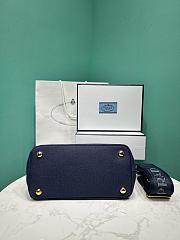Okify Prada Mini Jardiniere Cotton Canvas Handbag In Blue 22x15x13cm - 2