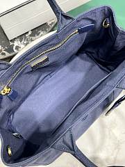 Okify Prada Small Jardiniere Cotton Canvas Handbag In Blue 26x19x15cm - 5