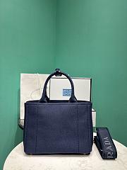 Okify Prada Small Jardiniere Cotton Canvas Handbag In Blue 26x19x15cm - 4