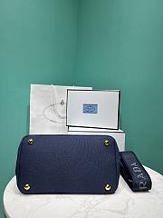 Okify Prada Small Jardiniere Cotton Canvas Handbag In Blue 26x19x15cm - 3