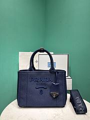 Okify Prada Small Jardiniere Cotton Canvas Handbag In Blue 26x19x15cm - 1